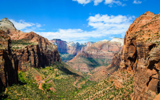 Canyon scenic view mountains blue - ultra wide angle free wallpaper for desktop