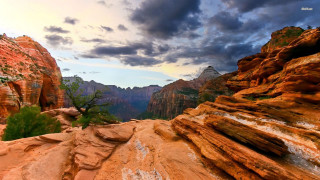 Mountain tall cliff cloudy sky - tall free wallpaper