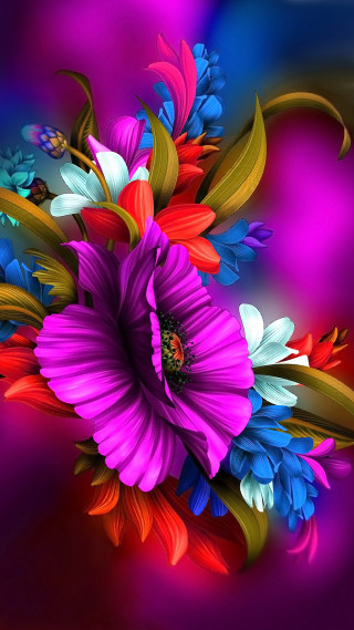Colorful purple flower blue rose - a colorful flower free wallpaper for mobile