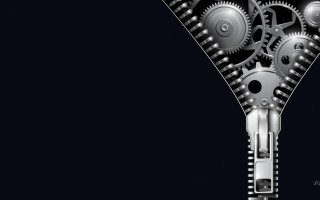Zipper gears black white background - extreme detail free wallpaper