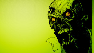 Creepy face cigarette green background - a drawing free wallpaper for desktop
