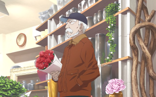 Man holding flowers store shelves - a store free wallpaper