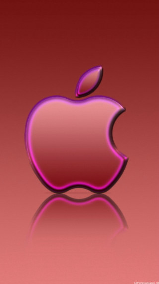 Pink apple logo red background - carlos trillo name free wallpaper for mobile