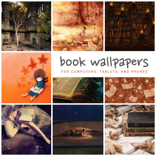 Book wallpapers collage girl reading - aestheticism free wallpaper for tablet