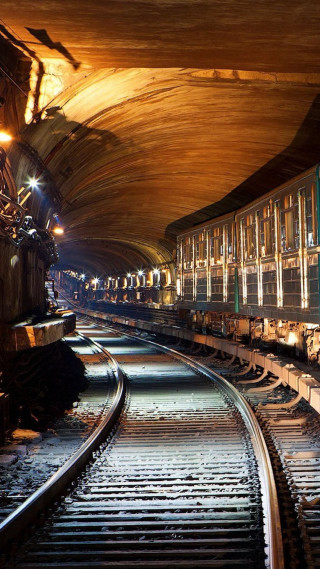 Train coming tunnel night time - viennese actionism free wallpaper for mobile