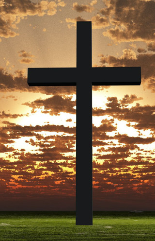 Cross field sunset clouds sky 2 - free christmas wallpaper
