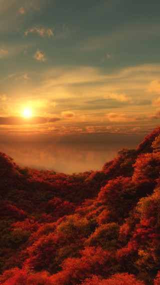 Sunset mountain trees water clouds - a sunset over a mountain free wallpaper