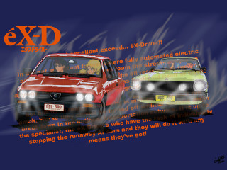 Cars graphic style blue background - two car free wallpaper