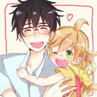 Hugging smiling boys heart manga - free love wallpaper for tablet