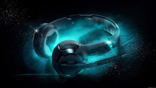 Futuristic headphone glowing light side - glowing free wallpaper