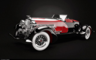 Red white car black background - art deco free wallpaper