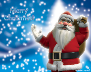 Cartoon santa waving merry christmas - processed free wallpaper