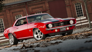 Red car parked road building 7 - the side of a road next free wallpaper for desktop