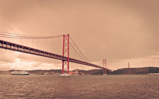 Boat sailing bridge water near - christo free wallpaper