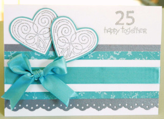 Card two hearts bow front - a card free wallpaper