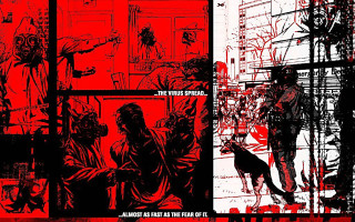 Red black poster man dog - bill sienkiewicz free wallpaper for desktop