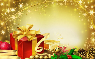 Christmas background presents decorations gold 7 - a christmas background free wallpaper
