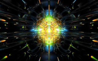 Yellow green flower psychedelic glowing - a yellow center free wallpaper