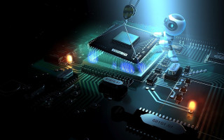 Robot circuit board light shining 3 - a robot free wallpaper