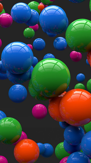 Floating balls black background red - free 3d render wallpaper for mobile