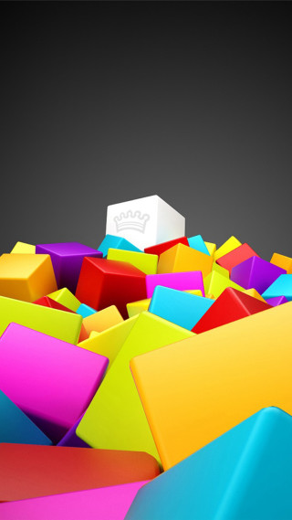 Colorful blocks white cube black - free 3d render wallpaper for mobile