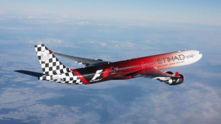 Red white airplane flying clouds - tail free wallpaper