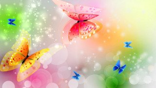 Colorful butterflies bubbles stars background - butterfly free wallpaper