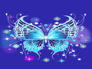 Blue butterfly stars swirls purple - star and swirls free wallpaper