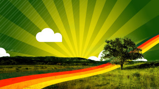 Tree field rainbow background clouds - sun ray free wallpaper