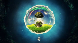 Tree rainbow boat water scenery - cyril rolando free wallpaper
