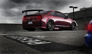 Red sports car cloudy sky 16 - rim free wallpaper