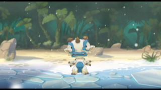 Cartoon character snowy forest dog - his back free wallpaper