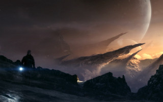 Man alien mountain space setting - top of a mountain next free wallpaper