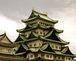 Tall building clock tower cloudy - japan eishōsai chōki free wallpaper