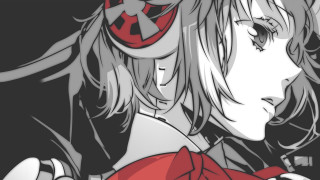 Woman long hair helmet staring - lineart free wallpaper for desktop