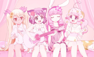 Girls bed guitar cat group - the bed free wallpaper