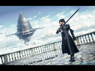Man black outfit sword building - a black outfit holding free wallpaper