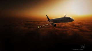 Plane sunset sky clouds person - free airplane wallpaper