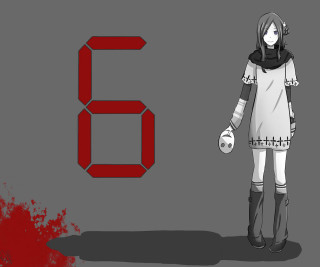 Woman red number five blood - blood splatter free wallpaper