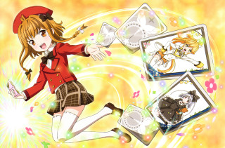 Flying girl redjacket skirt blonde - leg free wallpaper