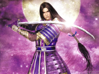 Woman purple gold outfit sword - a full moon background free wallpaper