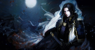 Man sword full moon dark - a white cloud free wallpaper