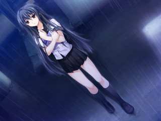 Girl rain serafuku black skirt - the rain free wallpaper for desktop