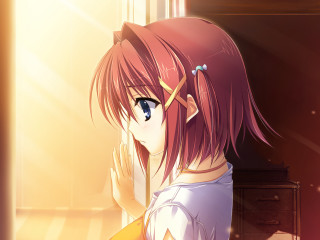 Pink haired girl sunlight profile - the sun free wallpaper