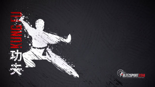 Man kick black background red - red lettering free wallpaper