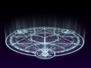 Holographic glow arcane clock cage - a blue glow free wallpaper