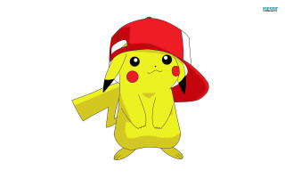 Cartoon pikachu red hat baseball - its hand free wallpaper