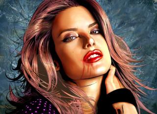 Woman blood face neck hands - digital painting free wallpaper for desktop