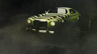 Green truck black white stripe - the fog free wallpaper