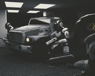 Toy truck lego man garage - its hand free wallpaper